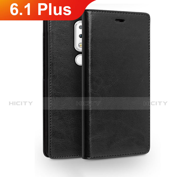 Custodia Portafoglio In Pelle con Supporto per Nokia 6.1 Plus Nero