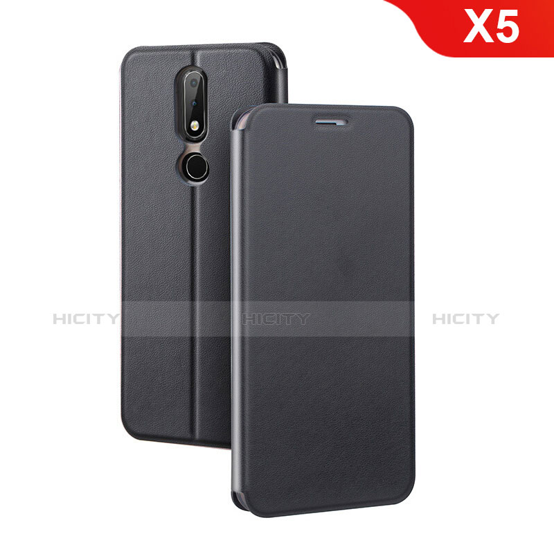 Custodia Portafoglio In Pelle con Supporto per Nokia X5 Nero