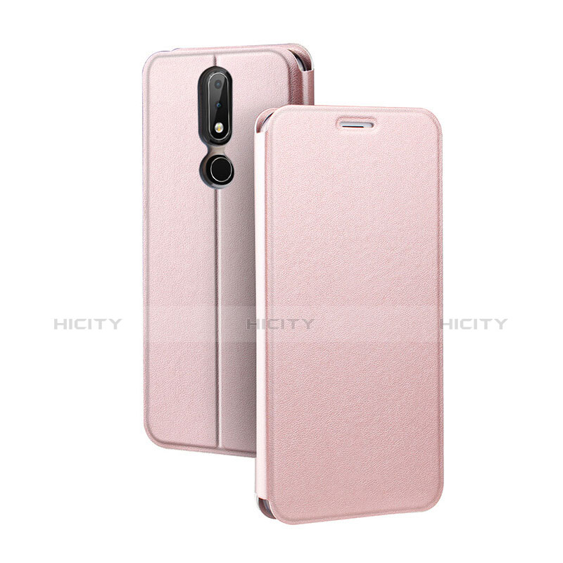 Custodia Portafoglio In Pelle con Supporto per Nokia X5 Oro Rosa