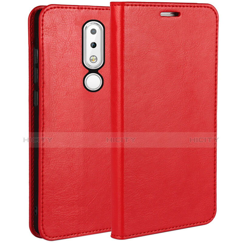 Custodia Portafoglio In Pelle con Supporto per Nokia X6 Rosso