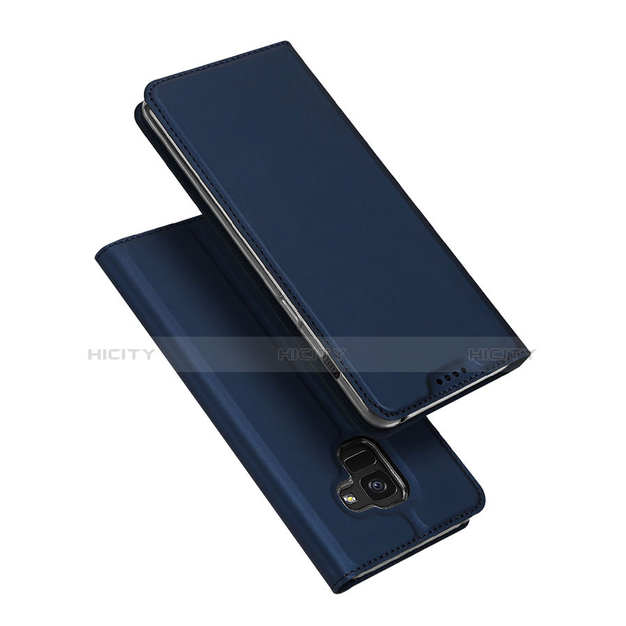 Custodia Portafoglio In Pelle con Supporto per Samsung Galaxy A8 (2018) Duos A530F Blu