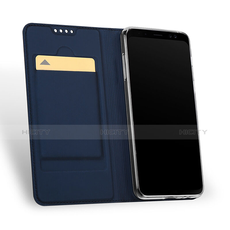Custodia Portafoglio In Pelle con Supporto per Samsung Galaxy A8+ A8 Plus (2018) A730F Blu