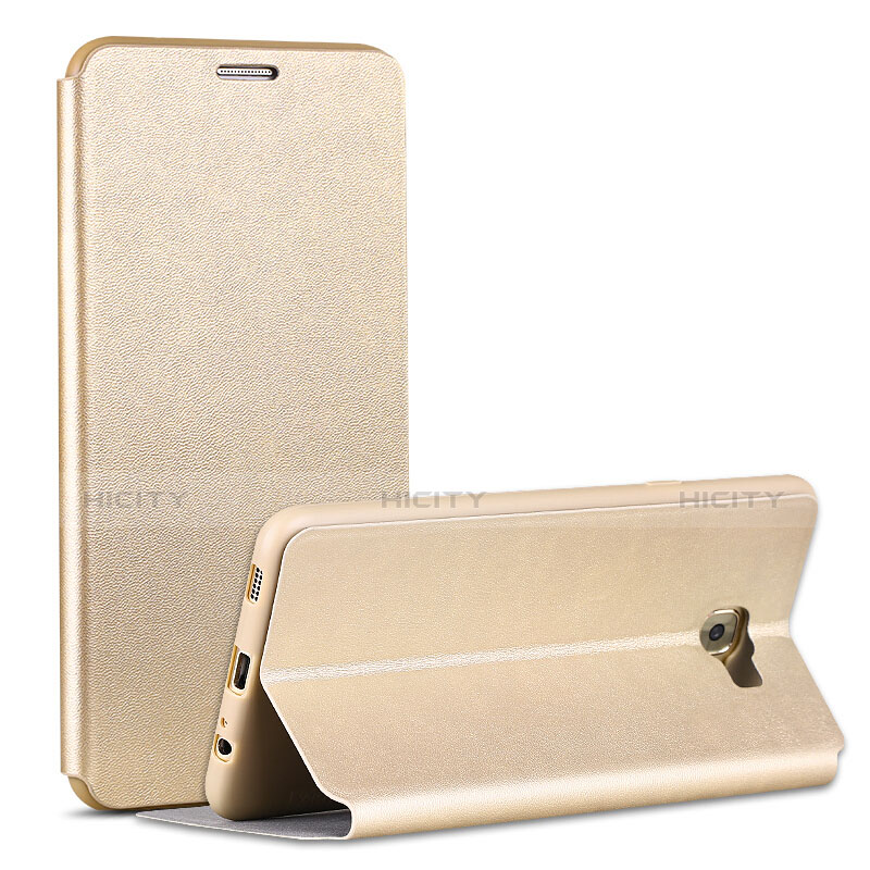 Custodia Portafoglio In Pelle con Supporto per Samsung Galaxy C7 Pro C7010 Oro