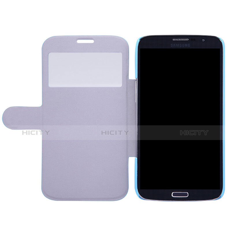 Custodia Portafoglio In Pelle con Supporto per Samsung Galaxy Mega 6.3 i9200 i9205 Blu