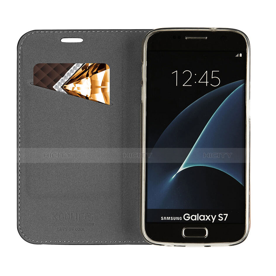 Custodia Portafoglio In Pelle con Supporto per Samsung Galaxy S7 G930F G930FD Nero