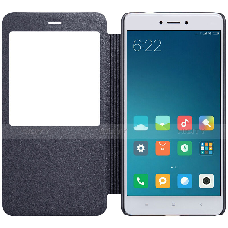 Custodia Portafoglio In Pelle con Supporto per Xiaomi Redmi Note 4 Standard Edition Nero