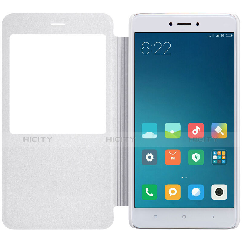 Custodia Portafoglio In Pelle con Supporto per Xiaomi Redmi Note 4X Bianco