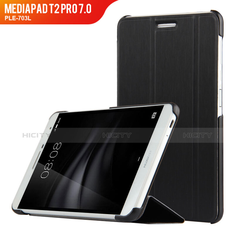 Custodia Portafoglio In Pelle con Supporto R01 per Huawei MediaPad T2 Pro 7.0 PLE-703L Nero