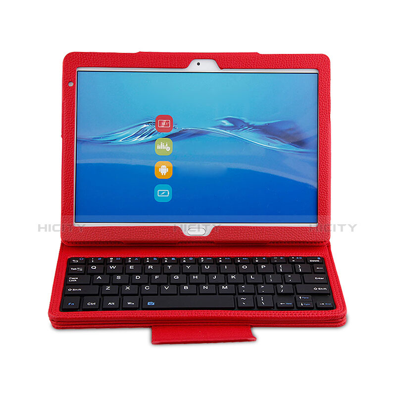 Custodia Portafoglio In Pelle con Tastiera L01 per Huawei MediaPad M3 Lite 10.1 BAH-W09 Rosso