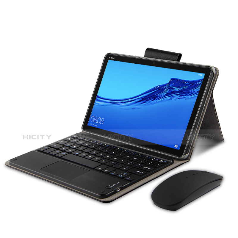 Custodia Portafoglio In Pelle con Tastiera per Huawei MediaPad M5 Lite 10.1 Nero
