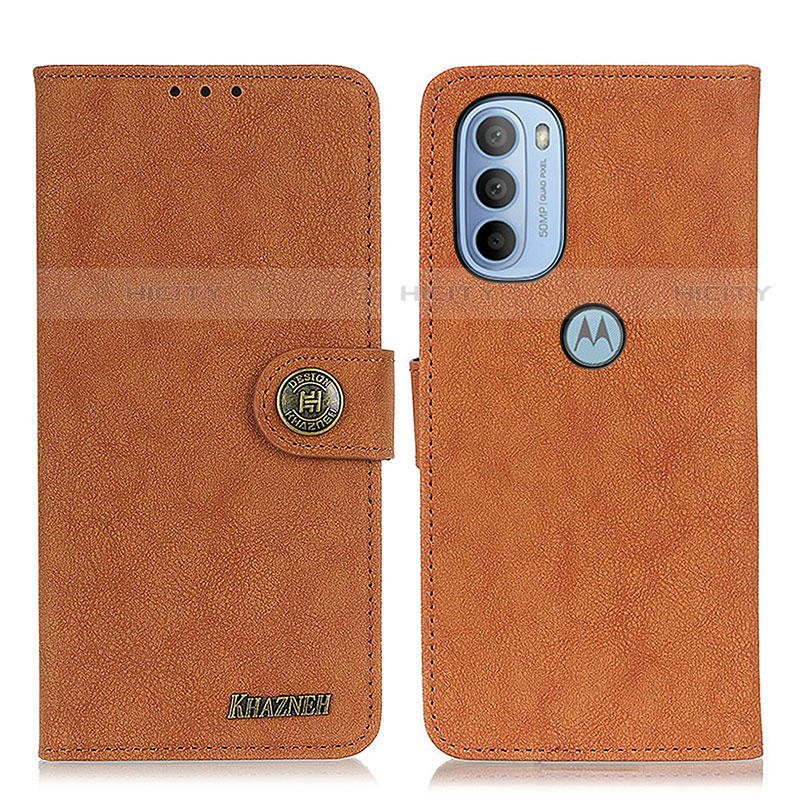 Custodia Portafoglio In Pelle Cover con Supporto A01D per Motorola Moto G31 Marrone