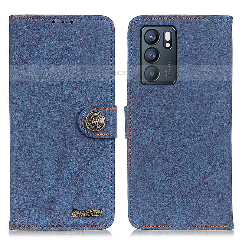 Custodia Portafoglio In Pelle Cover con Supporto A01D per Oppo Reno6 5G Blu