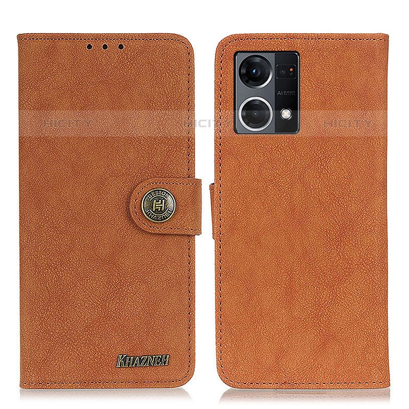 Custodia Portafoglio In Pelle Cover con Supporto A01D per Oppo Reno7 4G Marrone