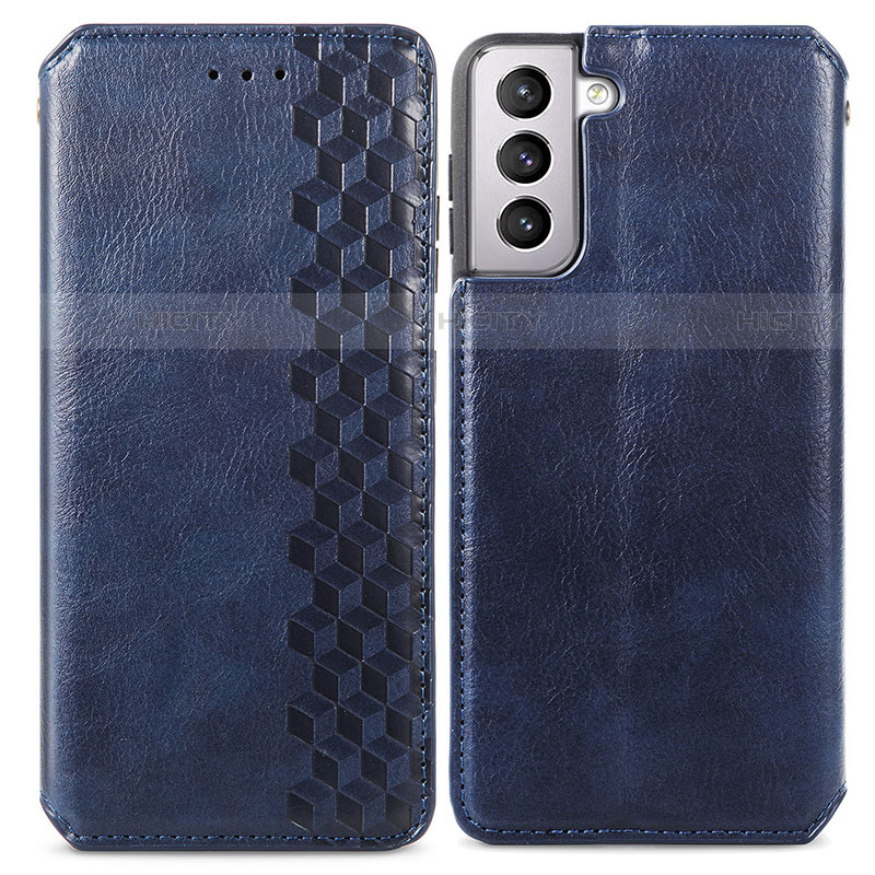 Custodia Portafoglio In Pelle Cover con Supporto A01D per Samsung Galaxy S21 5G Blu
