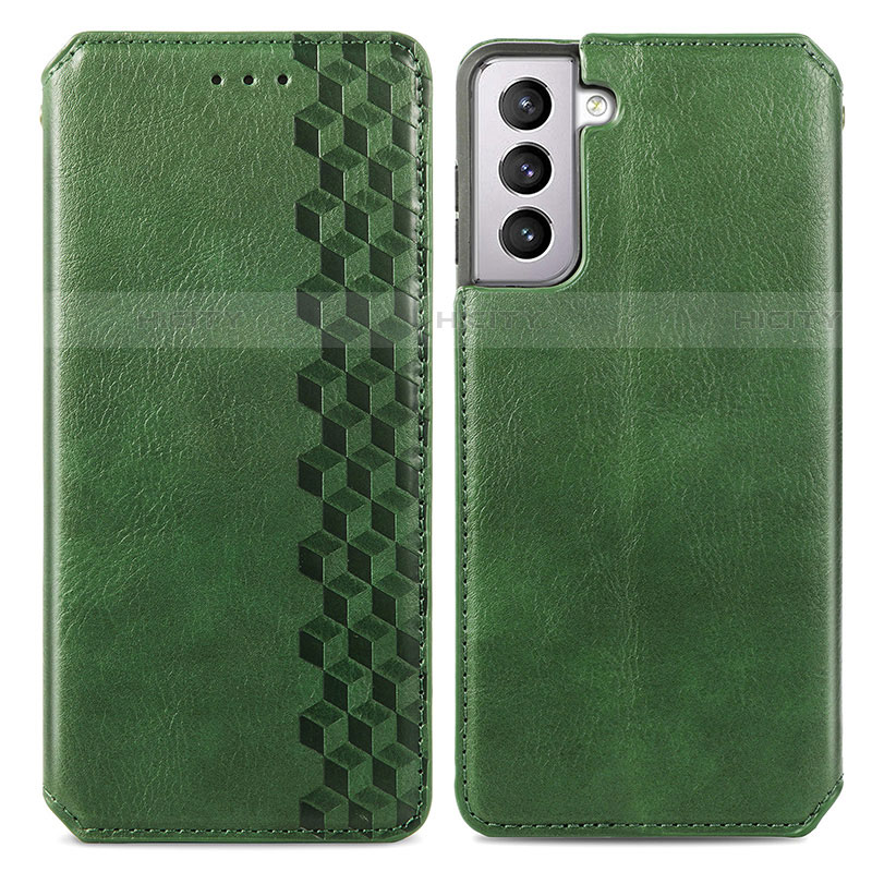 Custodia Portafoglio In Pelle Cover con Supporto A01D per Samsung Galaxy S21 5G Verde