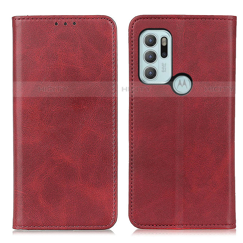 Custodia Portafoglio In Pelle Cover con Supporto A02D per Motorola Moto G60s Rosso
