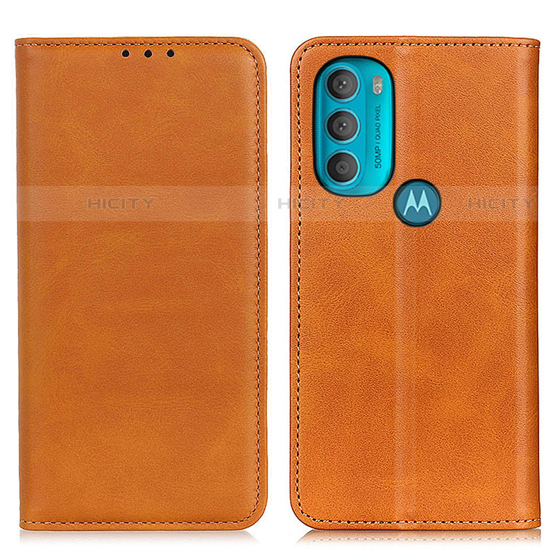 Custodia Portafoglio In Pelle Cover con Supporto A02D per Motorola Moto G71 5G Marrone Chiaro