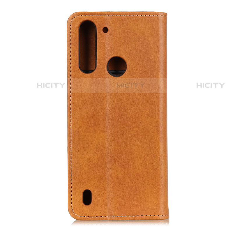 Custodia Portafoglio In Pelle Cover con Supporto A02D per Motorola Moto One Fusion Marrone Chiaro