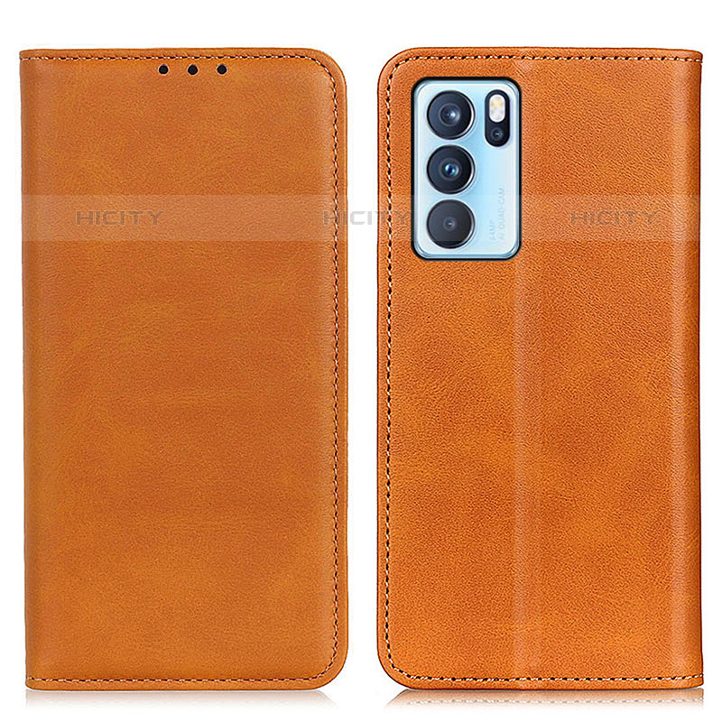 Custodia Portafoglio In Pelle Cover con Supporto A02D per Oppo Reno6 Pro 5G India Marrone Chiaro