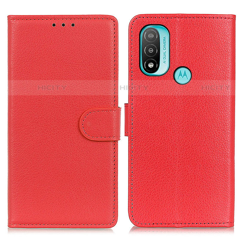 Custodia Portafoglio In Pelle Cover con Supporto A03D per Motorola Moto E20 Rosso