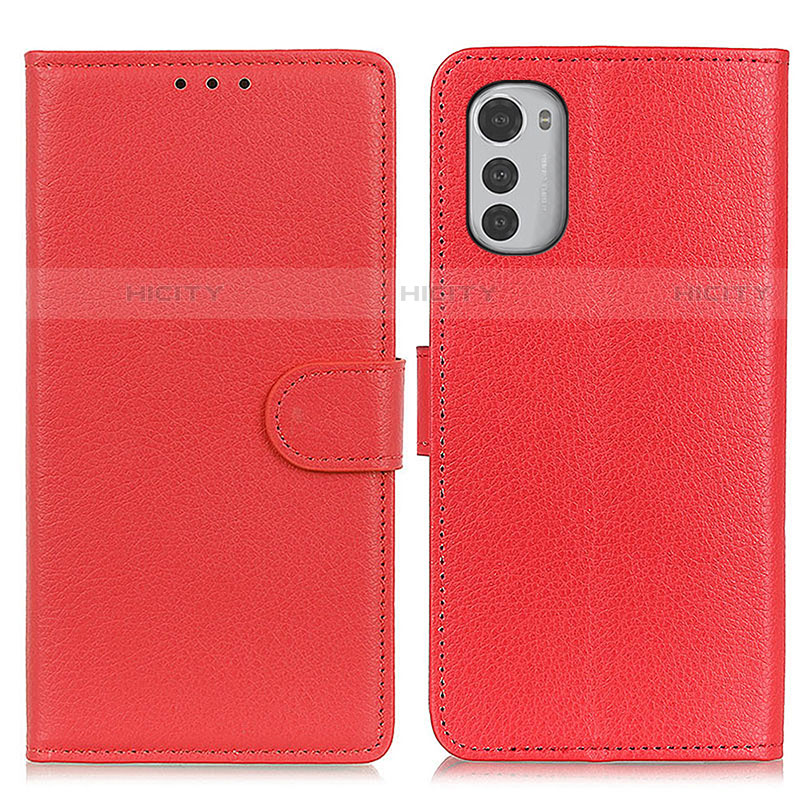 Custodia Portafoglio In Pelle Cover con Supporto A03D per Motorola Moto E32s Rosso