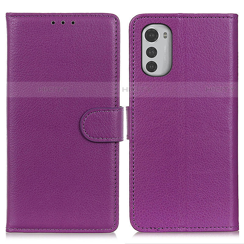 Custodia Portafoglio In Pelle Cover con Supporto A03D per Motorola Moto E32s Viola