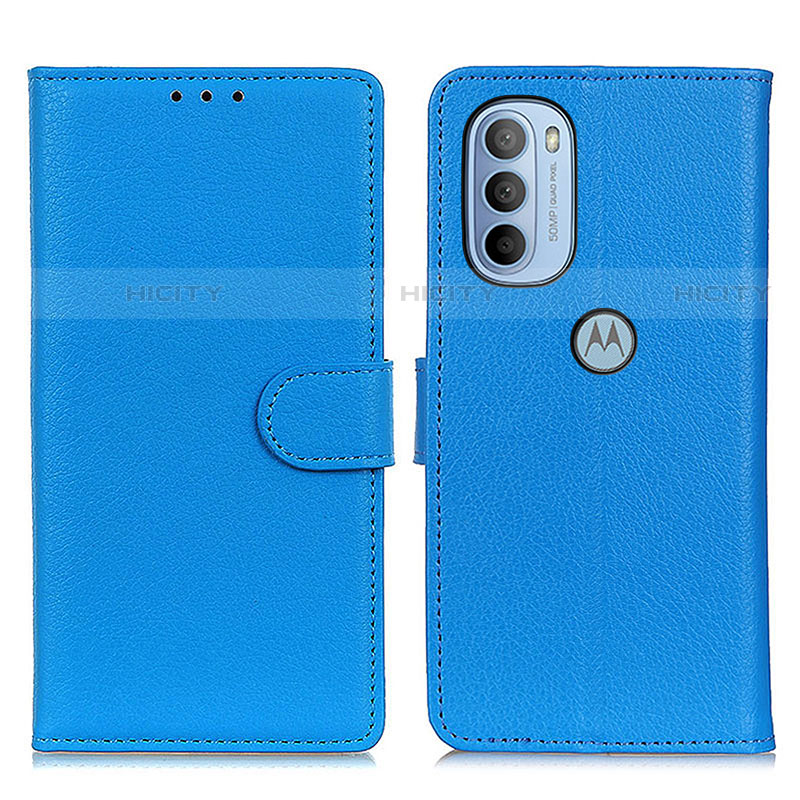 Custodia Portafoglio In Pelle Cover con Supporto A03D per Motorola Moto G31 Cielo Blu