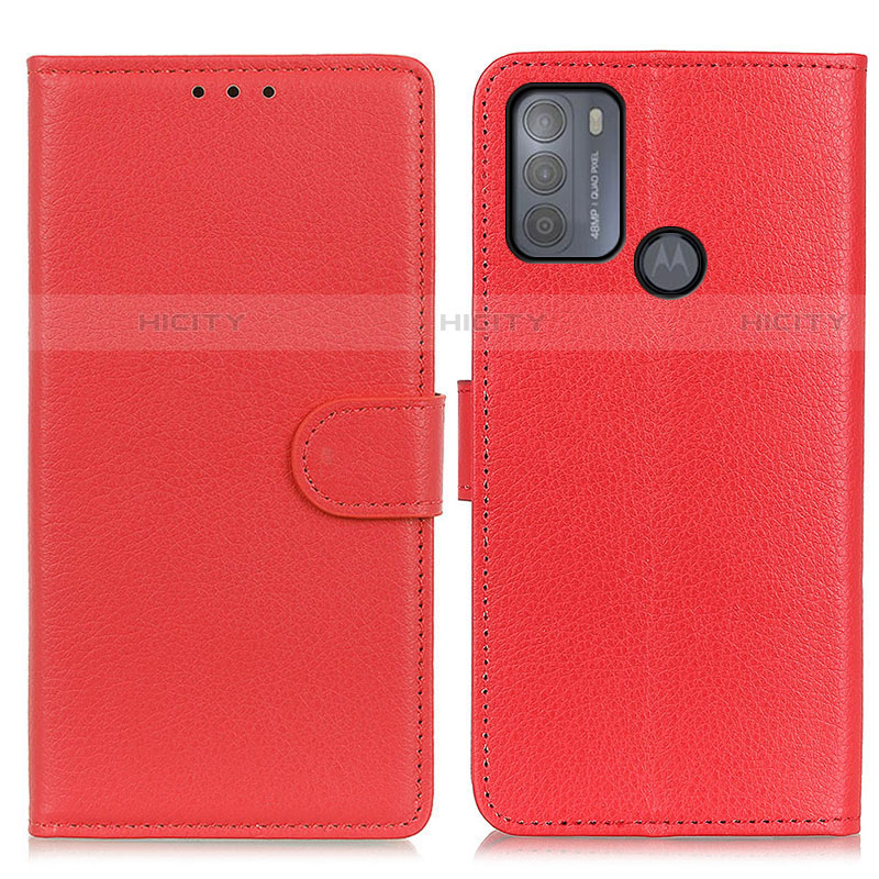 Custodia Portafoglio In Pelle Cover con Supporto A03D per Motorola Moto G50 Rosso