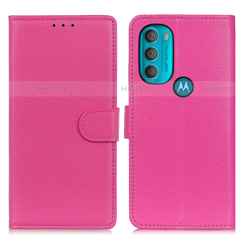 Custodia Portafoglio In Pelle Cover con Supporto A03D per Motorola Moto G71 5G Rosa Caldo