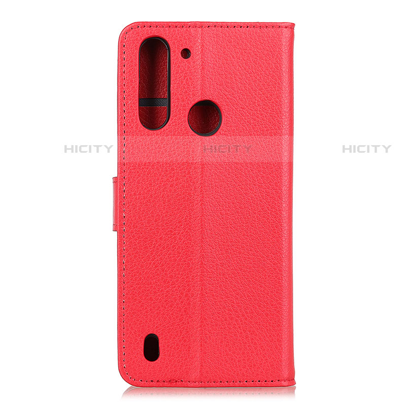 Custodia Portafoglio In Pelle Cover con Supporto A03D per Motorola Moto One Fusion Rosso