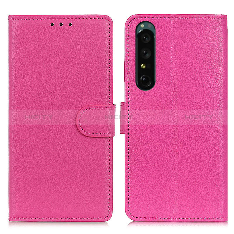Custodia Portafoglio In Pelle Cover con Supporto A03D per Sony Xperia 1 V Rosa Caldo
