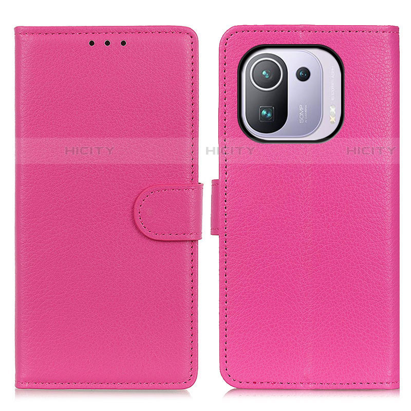 Custodia Portafoglio In Pelle Cover con Supporto A03D per Xiaomi Mi 11 Pro 5G Rosa Caldo