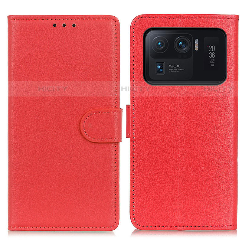 Custodia Portafoglio In Pelle Cover con Supporto A03D per Xiaomi Mi 11 Ultra 5G Rosso