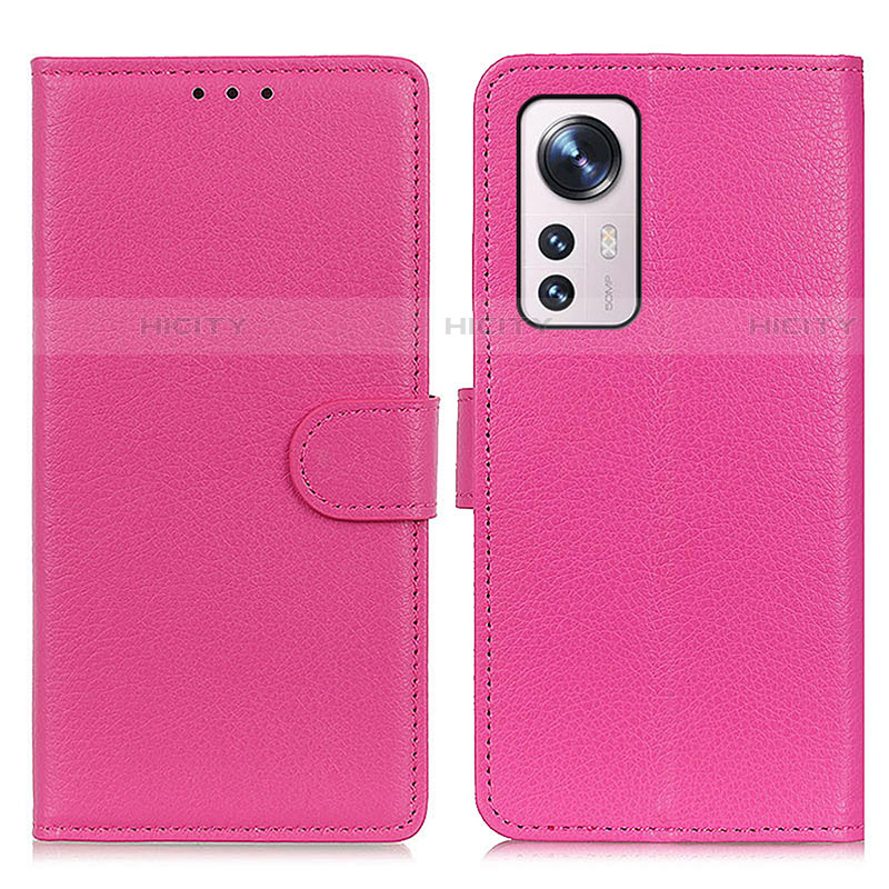 Custodia Portafoglio In Pelle Cover con Supporto A03D per Xiaomi Mi 12 Pro 5G Rosa Caldo