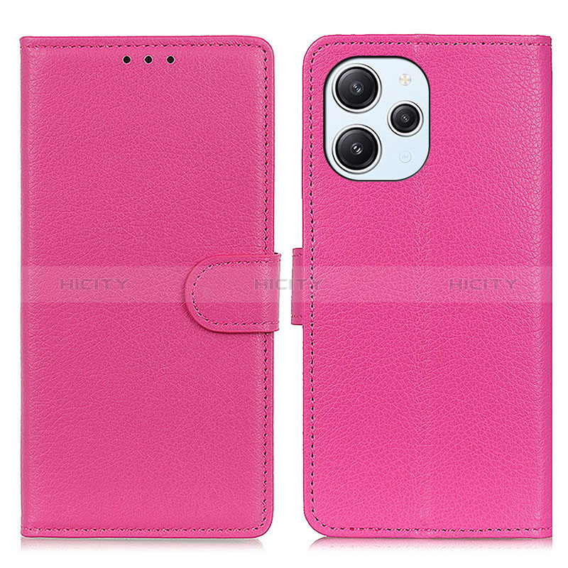 Custodia Portafoglio In Pelle Cover con Supporto A03D per Xiaomi Redmi 12 4G Rosa Caldo