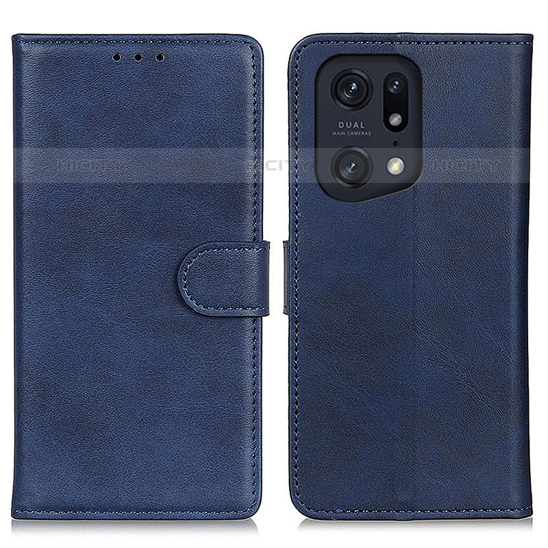 Custodia Portafoglio In Pelle Cover con Supporto A04D per Oppo Find X5 Pro 5G Blu