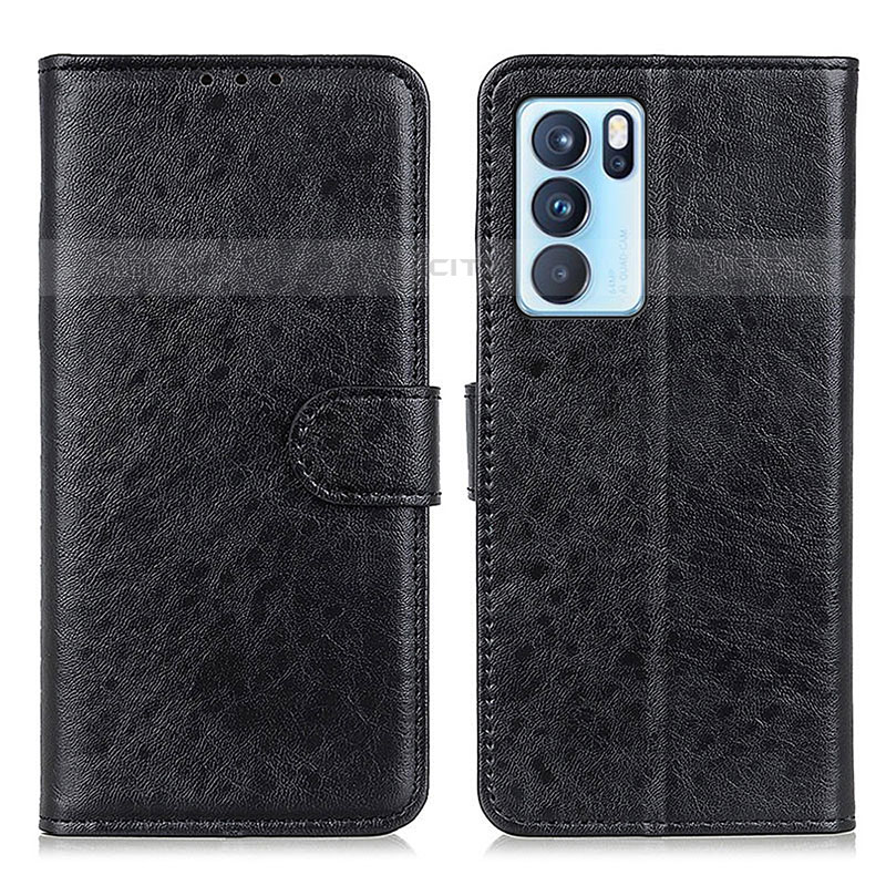 Custodia Portafoglio In Pelle Cover con Supporto A04D per Oppo Reno6 Pro 5G India Nero