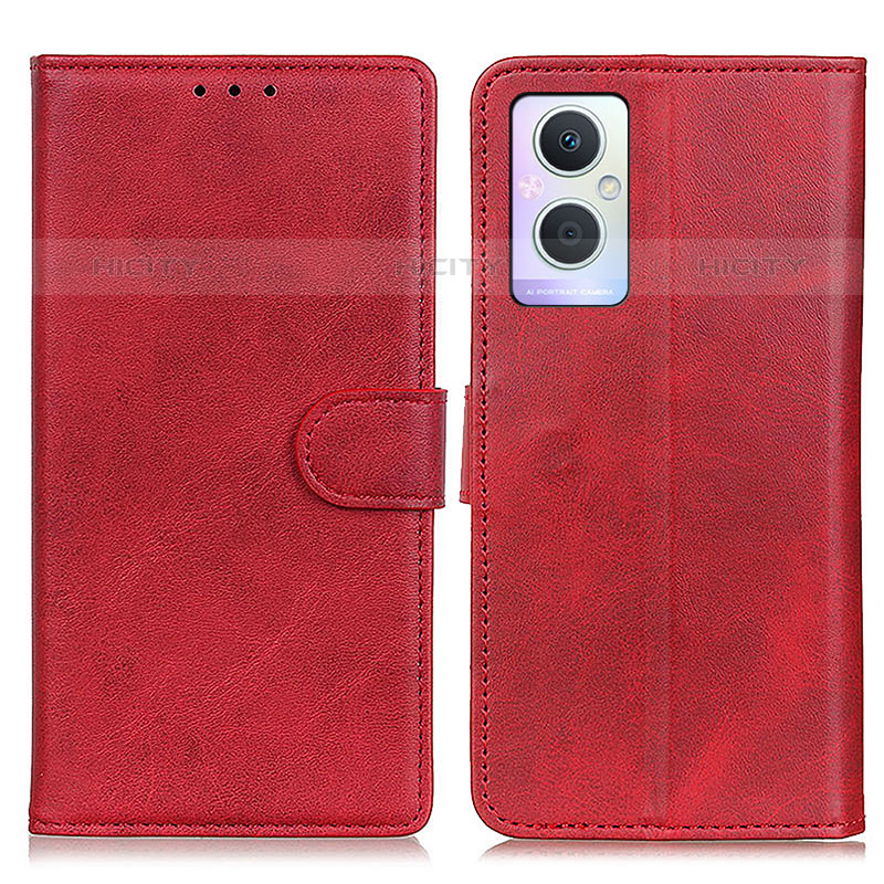 Custodia Portafoglio In Pelle Cover con Supporto A04D per Oppo Reno7 Lite 5G Rosso