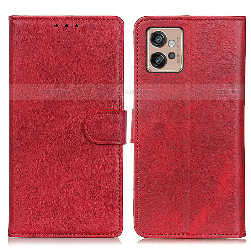 Custodia Portafoglio In Pelle Cover con Supporto A05D per Motorola Moto G32 Rosso