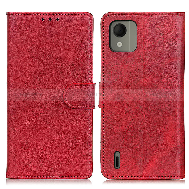 Custodia Portafoglio In Pelle Cover con Supporto A05D per Nokia C110 Rosso