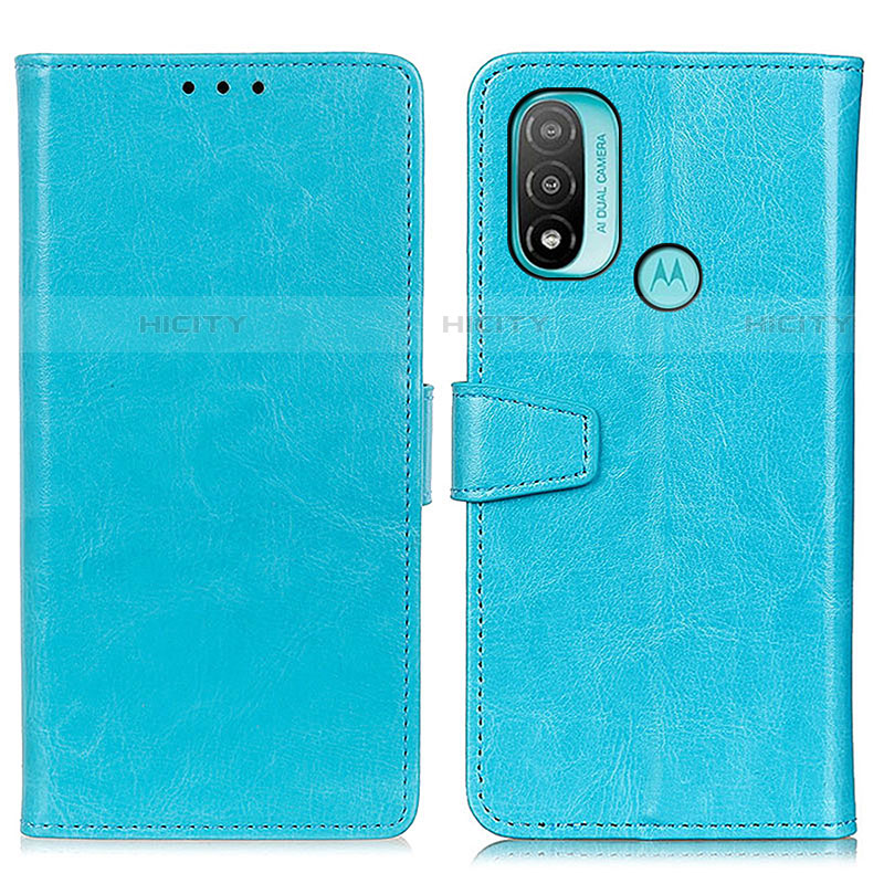 Custodia Portafoglio In Pelle Cover con Supporto A06D per Motorola Moto E20 Cielo Blu