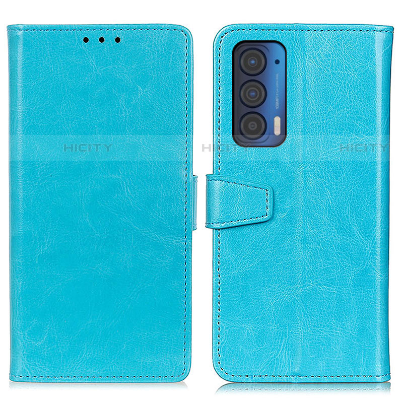 Custodia Portafoglio In Pelle Cover con Supporto A06D per Motorola Moto Edge (2021) 5G Cielo Blu