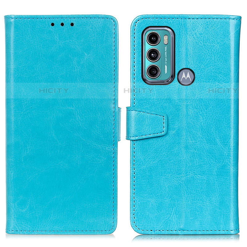 Custodia Portafoglio In Pelle Cover con Supporto A06D per Motorola Moto G40 Fusion Cielo Blu