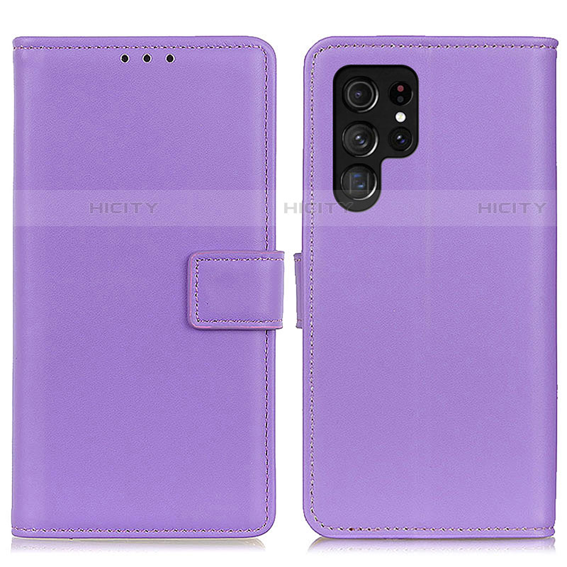 Custodia Portafoglio In Pelle Cover con Supporto A06D per Samsung Galaxy S22 Ultra 5G Viola