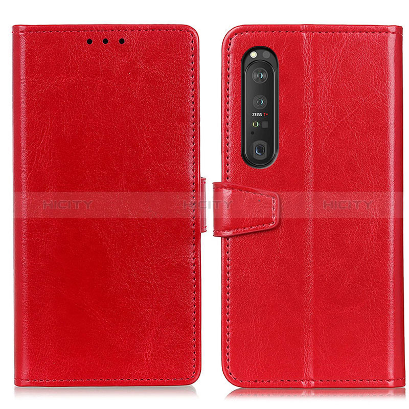 Custodia Portafoglio In Pelle Cover con Supporto A06D per Sony Xperia 1 III Rosso