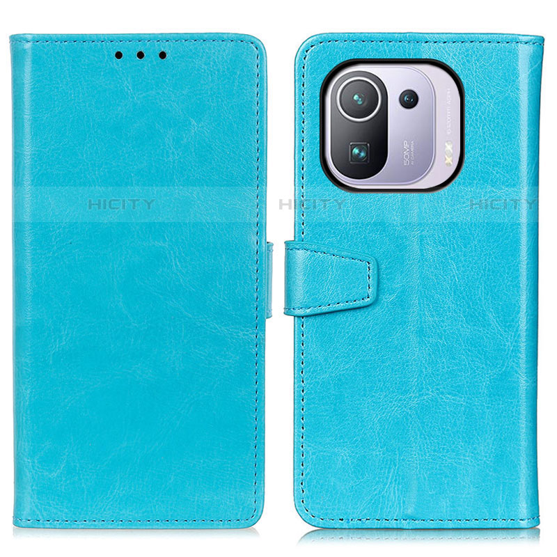Custodia Portafoglio In Pelle Cover con Supporto A06D per Xiaomi Mi 11 Pro 5G Cielo Blu