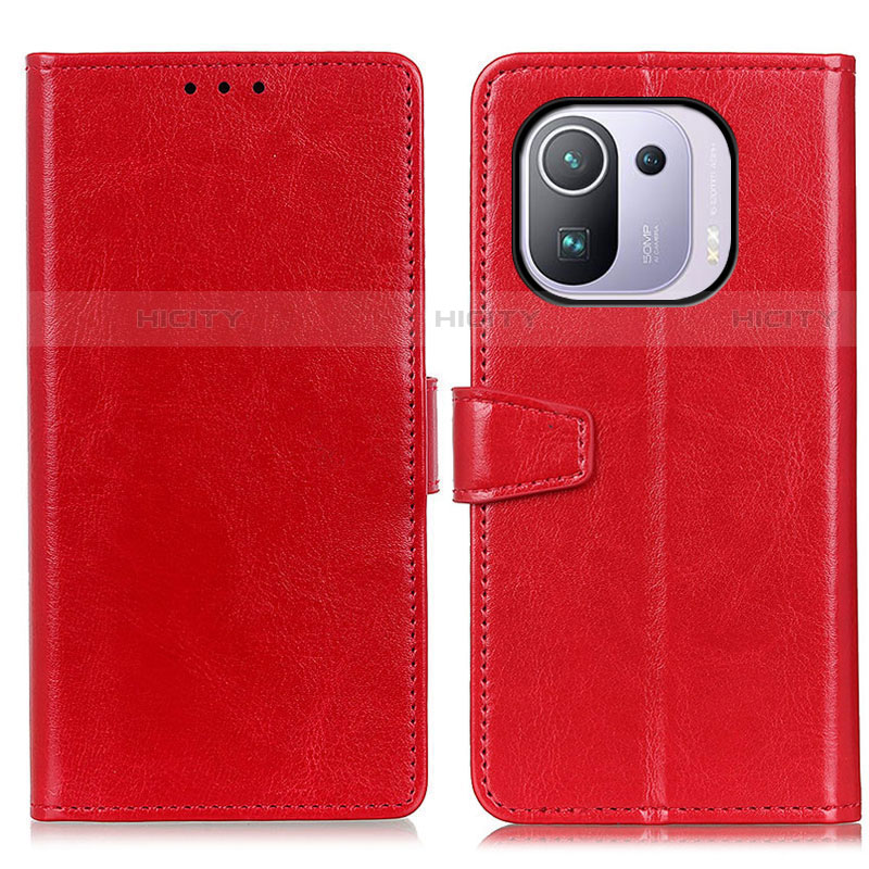 Custodia Portafoglio In Pelle Cover con Supporto A06D per Xiaomi Mi 11 Pro 5G Rosso