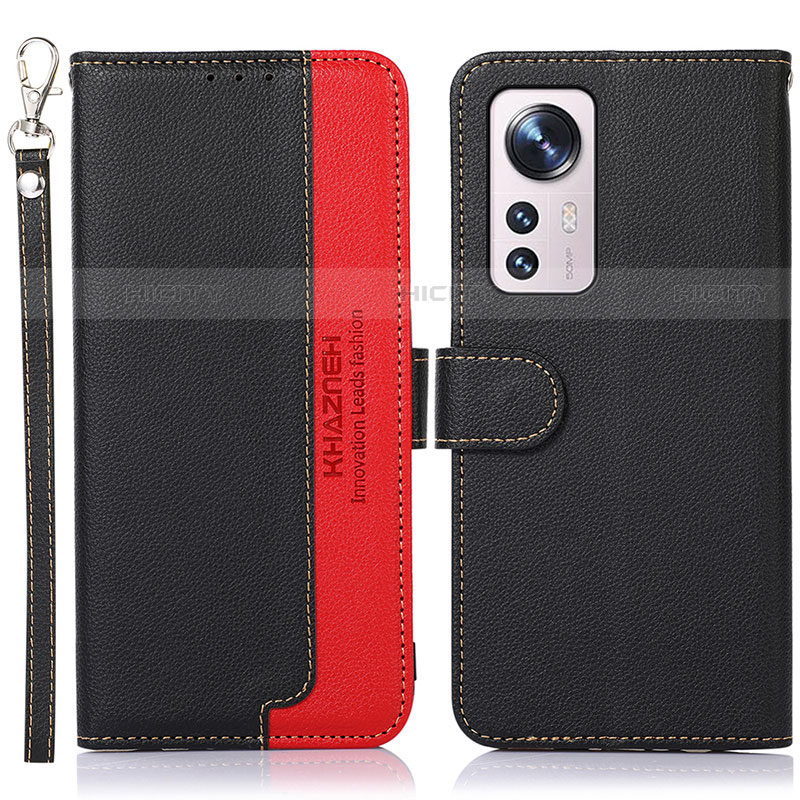 Custodia Portafoglio In Pelle Cover con Supporto A06D per Xiaomi Mi 12 Pro 5G Rosso e Nero