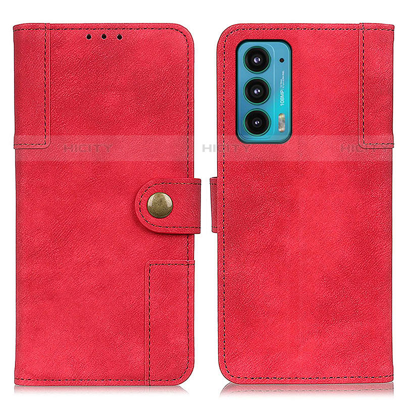 Custodia Portafoglio In Pelle Cover con Supporto A07D per Motorola Moto Edge Lite 5G Rosso