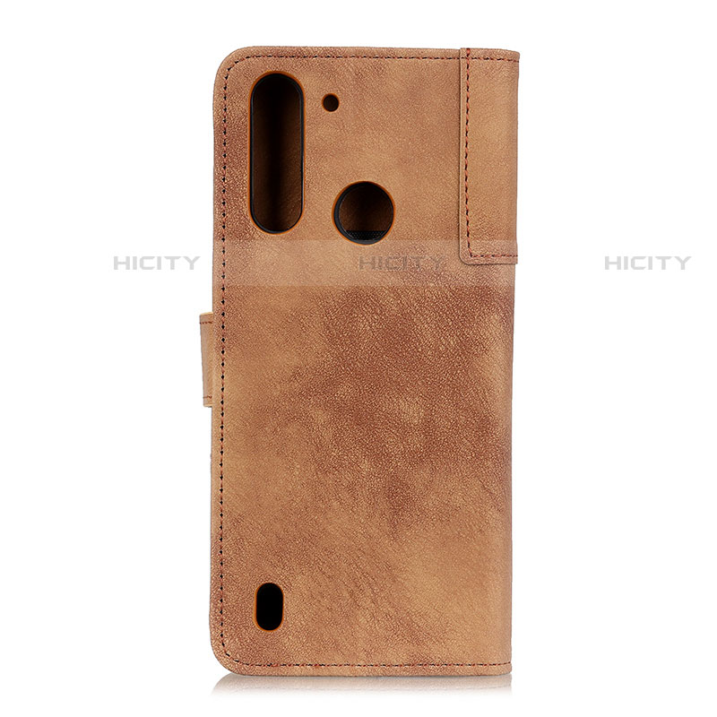 Custodia Portafoglio In Pelle Cover con Supporto A07D per Motorola Moto One Fusion Marrone